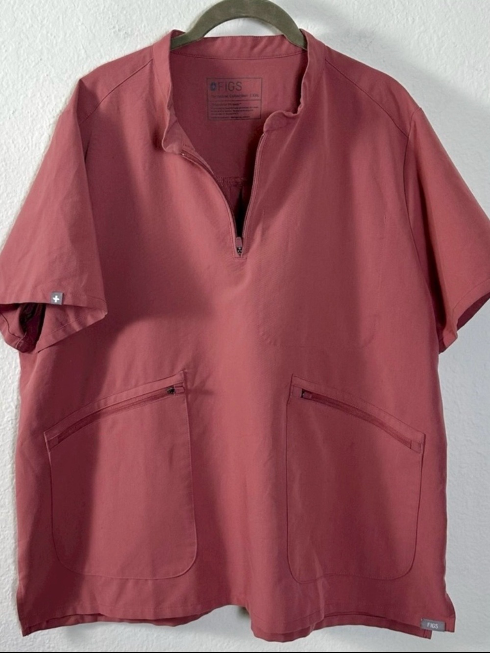 Figs Limited Edition Nata Zip Henley Scrub Top Mineral Mauve PO 2072 Size XXL